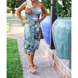 NEW SAVE THE FAITH animal medallion long reversible skirt/dress in blue tile